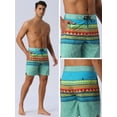 thumbnail image 5 of DARING DIVA Men's Color Block Drawstring Waist Pool Beach Striped Swimming Shorts 30 Green, 5 of 6
