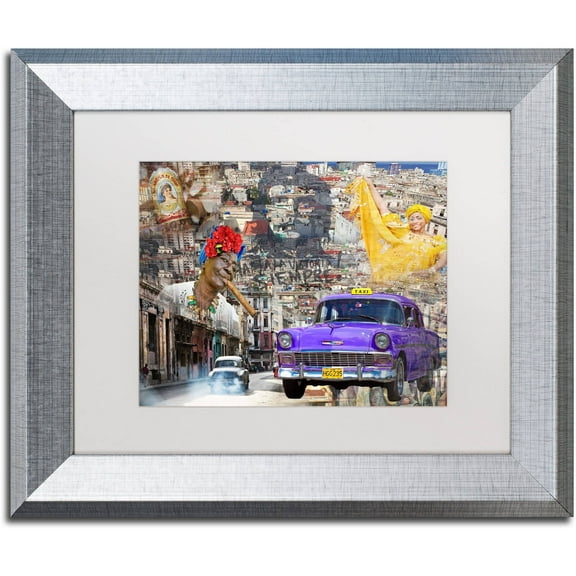 Trademark Fine Art "La Aroma de Cuba" Canvas Art by Alberto Lopez, White Matte, Silver Frame