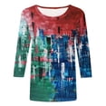 thumbnail image 4 of Baikeli Cheap Shirts for Women Women's Independence Day Fashion Printed Round Neck 3/4 Sleeve T-Shirt Top Womens 3/4 Sleeve Tops And Blouses, 4 of 5