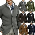 thumbnail image 6 of KelaJuan Men Long Sleeve Cardigan Solid Color Stand Collar Button Down Sweaters Fall Winter Knitted Coats with Pockets, 6 of 6