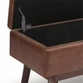 thumbnail image 4 of Simpli Home Owen 36" Faux Leather Mid Century Storage Ottoman in Saddle Brown, 4 of 7