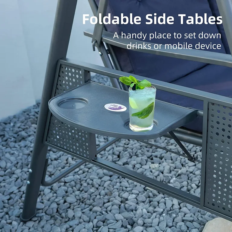 PURPLE LEAF 2-Seat Patio Swing with Stand, Adjustable Canopy