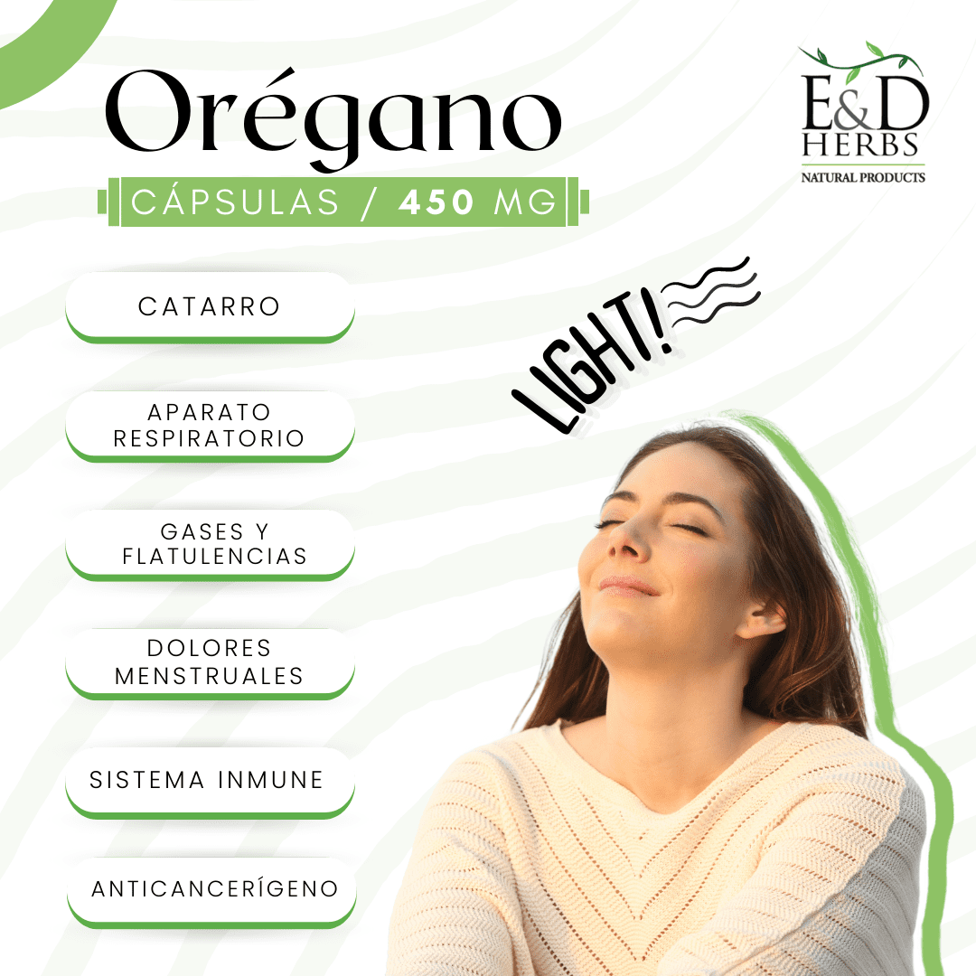 E&D Herbs 60 Oregano Capsules of 450 mg for Immune Support