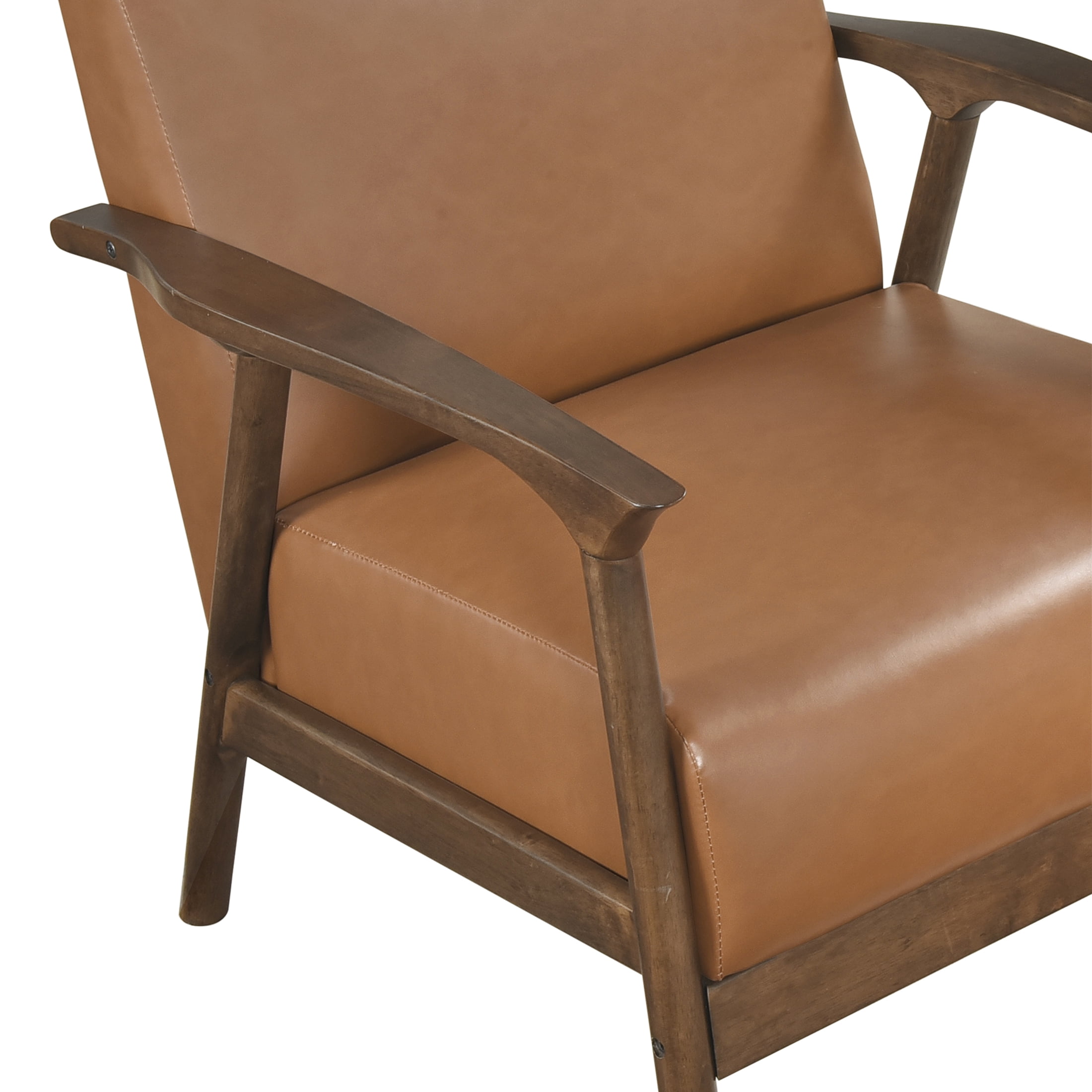 OakvillePark Tresthaven Wood Frame Faux Leather Accent Chair, Brown