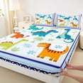 thumbnail image 3 of Homewish Cartoon Dinosaur Child Twin Sheet Sets, Cute Animal Wildlife Twin Fitted Sheet, Floral Tree Plant Flat Sheet, Ultra Soft Bedroom Decor, 3pcs, 3 of 7
