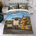 thumbnail image 4 of Shaun el Ovejito Conjunto de sábanas temático, trío de piezas, cómodo y amigable con la piel, diseño único, regalo de decoración para el hogar para familiares, amigos y fans,173X218cm, 4 of 6