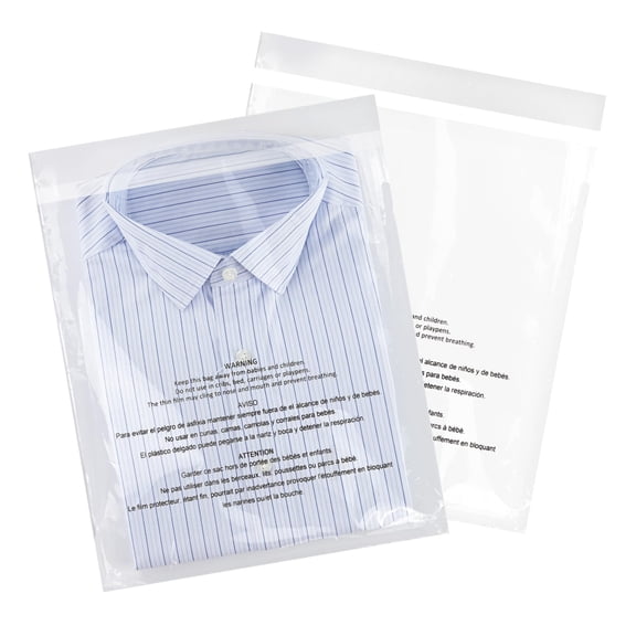 iMailer - 100 Pcs - 13" x 15" Poly Bags with Suffocation Warning Self Seal- Clear Shipping Bags 1.6 Mil for Clothing, Shirts, Packaging - Permanent Adhesive