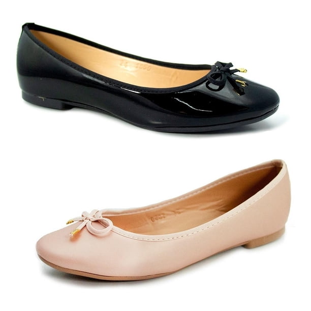 Flats Dama Duo Charol Negro Rosa Casuales Cómodos negro 26 Incógnita 109D02