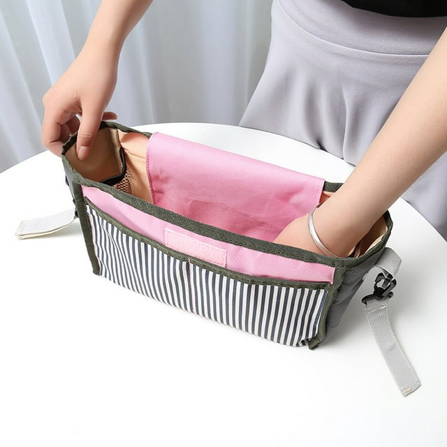 OULII Large Capacity Stroller Organizer Bag Trolley Storage for Milk Bottles Diapers Cup Holder Portable Hanging Tote