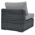 thumbnail image 3 of Modway Summon Aluminum and Rattan Patio Armless Sofa Chair in Canvas/Gray, 3 of 3
