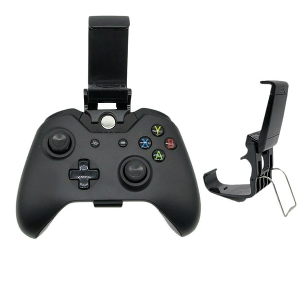 Soporte universal para teléfono de 2 piezas con clip para mando de juego (negro)