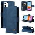 thumbnail image 1 of Case for iPhone 12 Cover Zipper Pocket Wallet Case Magnetic Protective - Blue, 1 of 5