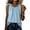 02#Blue, variant on Babysbule Women's Linen Style V Neck Short Sleeve Blouse Ruffle Hem Button Front Casual Flowy Summer Top for Work Daily Wear
