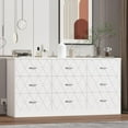 thumbnail image 5 of Homhougo 9 Drawer Dresser, 63'' Wooden Large Dresser with Power Outlet Wide Drawer, Modern Chest of Drawers for Closet, Storage Organizer Long Dresser for Hallway, Living Room, White, 5 of 6