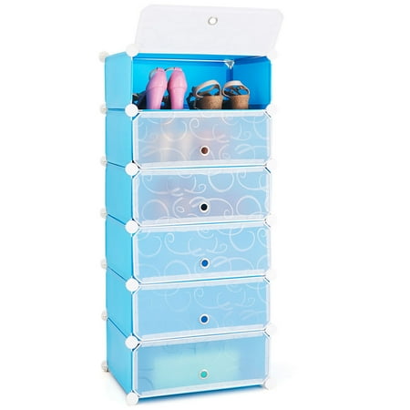 Closet Organizer Furniture Costway 6 Cubic Portable Shoe Rack Shelf Cabinet Storage Closet Organizer Home Furniture ()