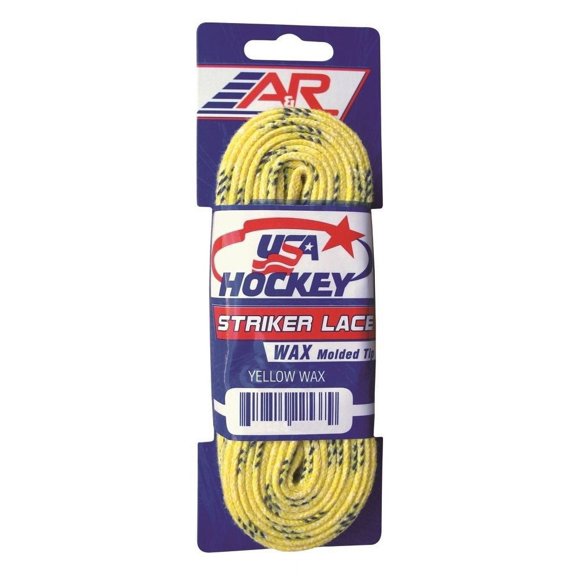 New A&R 2 Pair USA Hockey Striker WAXED Molded Tip Skate Laces Yellow 72"-120"
