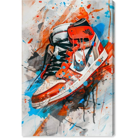Trendy Cool Banksy Graffiti Pop Sneaker Shoe Canvas Wall Art Gym Sports Decor Poster For Living Room Bedroom Home Office Artwork 12X16 Inch Unframed