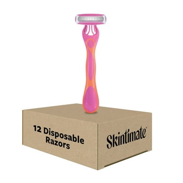 Skintimate 4-Blade Disposable Razor for Women, Raspberry Rain, 12 Ct