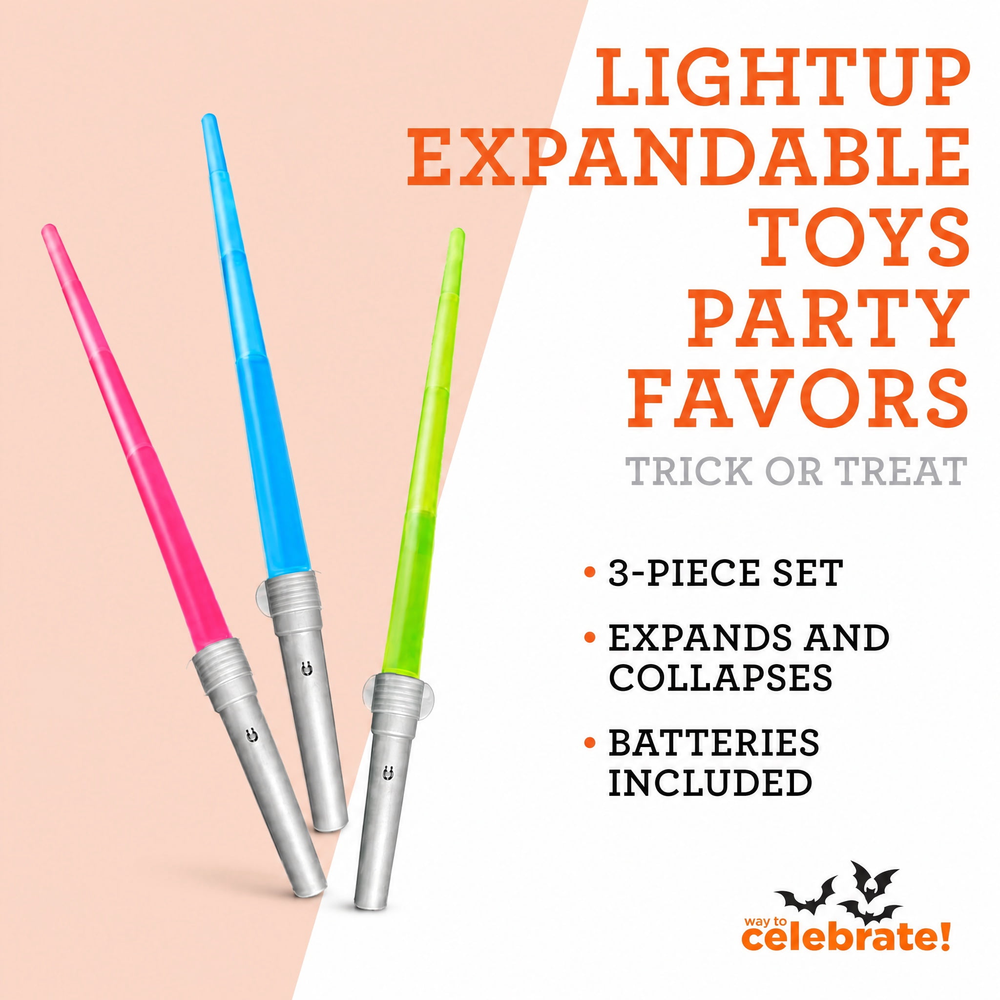 Light-Up Expandable Toys Party Favors, Multicolor, 3 Pieces, Halloween by Way To Celebrate