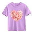 thumbnail image 2 of Piuwrlz Girls Short T-Shirts Kids Graphic Shirts Tops Cotton Pullover Purple Size 3 Years, 2 of 10