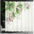 thumbnail image 3 of Ambesonne Flowers Shower Curtain, Buds Leaf Themed Print Art, 69"Wx75"L, Fern Green White, 3 of 4