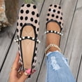 thumbnail image 5 of SuTry Women's Square Toe Flats Polka Dot Mesh Pearl Strap Mary Jane Style Lightweight Comfortable Slip On Casual Walking Shoes Daily Essential(36), 5 of 5