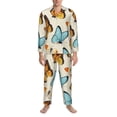 thumbnail image 3 of Salouo Butterflies Print Button-Front Long Sleeve Pajama Set for Men, Soft 2Pjs Men's Long Sleeve Sleepwear-Small, 3 of 7