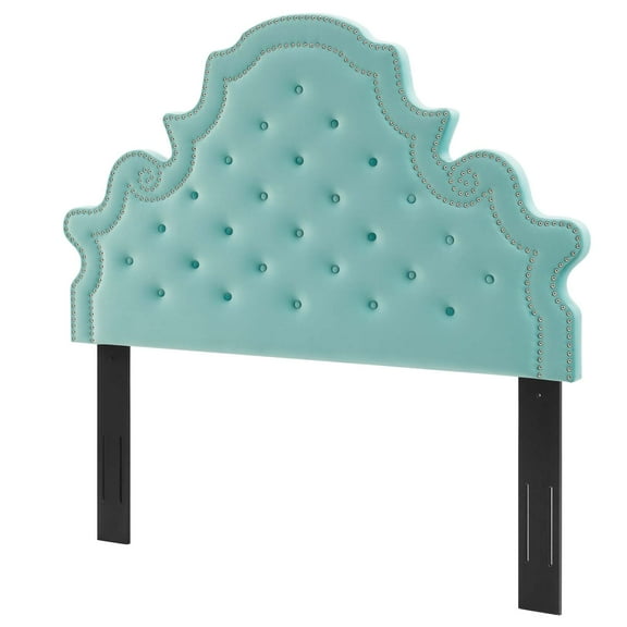 Tufted Headboard, King Size, Velvet, Blue, Modern Contemporary Urban Design, Bedroom Master Guest Suite