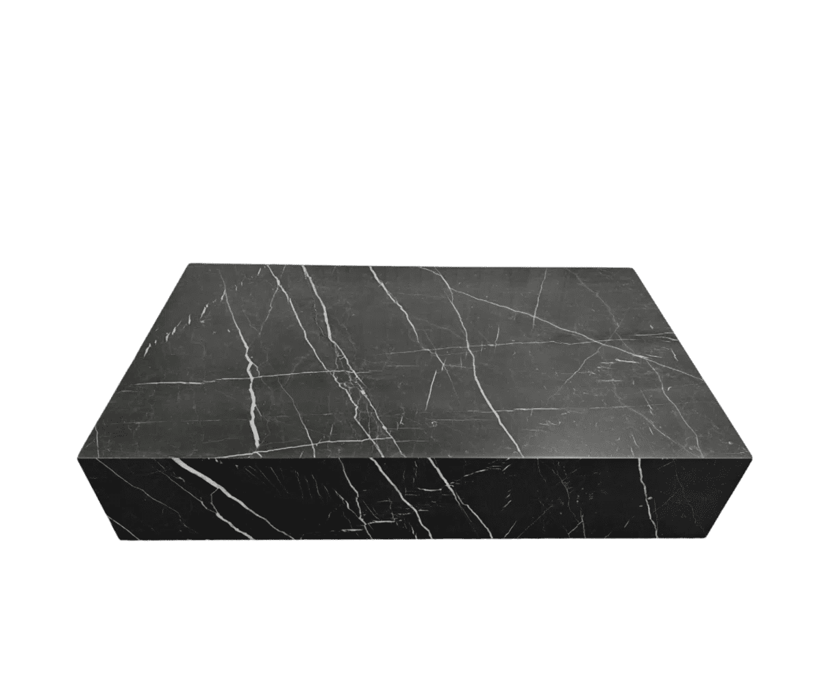 Genuine Marble Block Coffee Table - Black Marble, 54" Extra Large