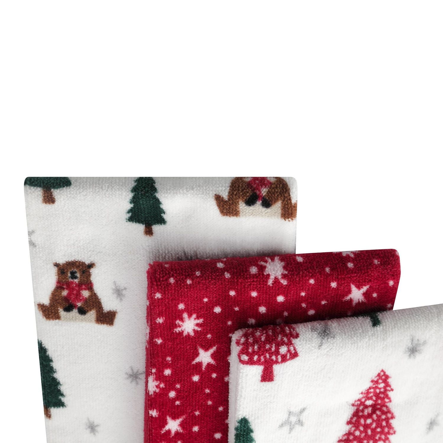 Holiday Time Printed 100% Cotton 3-Piece Hand Towel Set