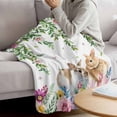 thumbnail image 3 of Happy Easter Blanket Soft Cozy Warm Twin Blanket for Bed, Plush Fuzzy Flannel Fleece Blankets for Sofa, Cutte Rabbits Eggs Floral Plants Watercolor Throw Blankets for Couch, Gifts for Men, 60"x80", 3 of 9