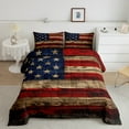thumbnail image 2 of American Flag Comforter Set Twin Size Gift,Wooden Planks Painted as USA Flag Patriotic Country Style,Room Decorative Quilt Set,Ultra Soft, 2 of 7
