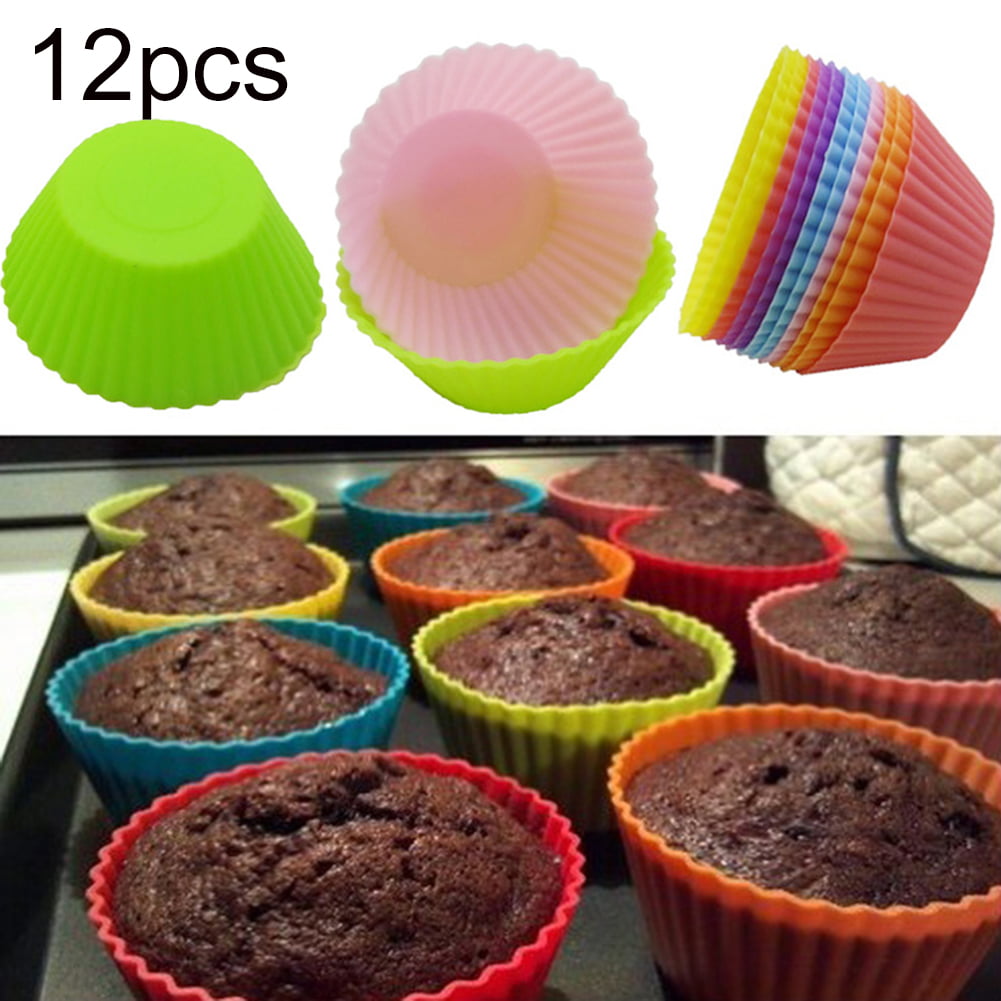12Pcs Silicone Cake Mold Muffin Chocolate Cupcake Bakeware Baking Cup Mould Tool 