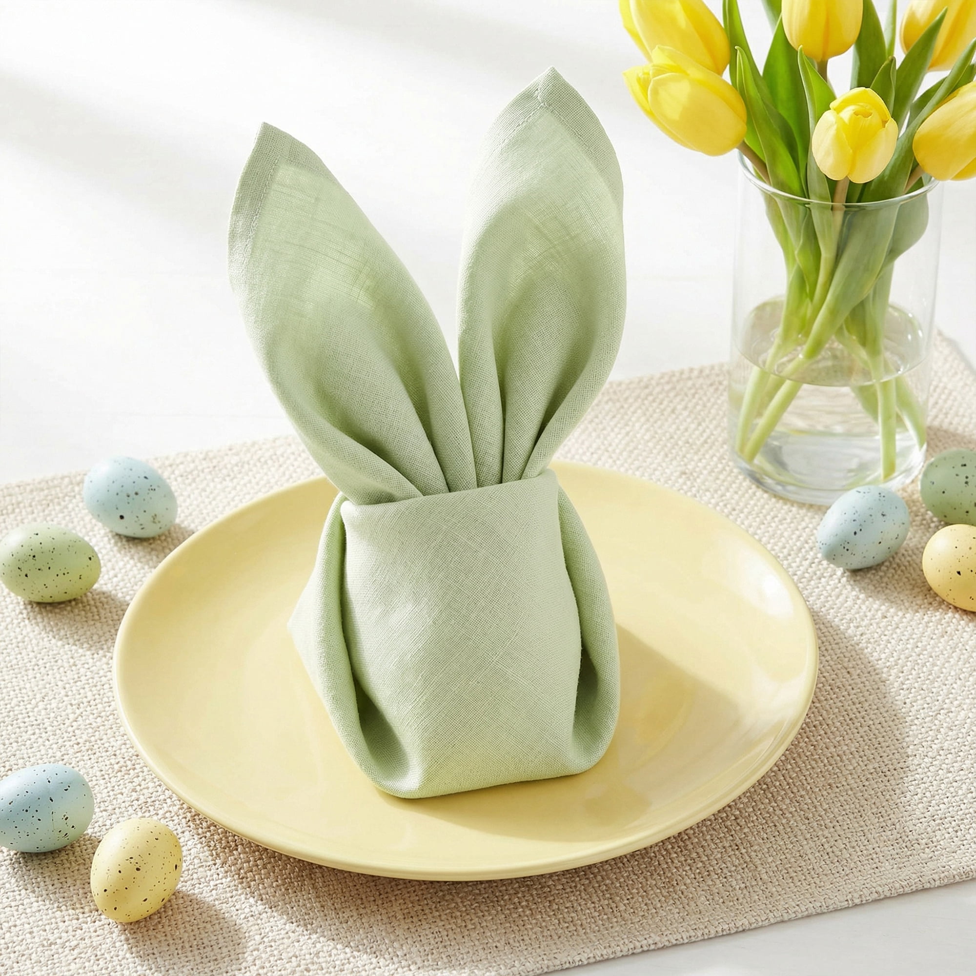 Unique Bargains 6Pcs Polyester Reusable Cloth Napkins Gray Green 16x16inch
