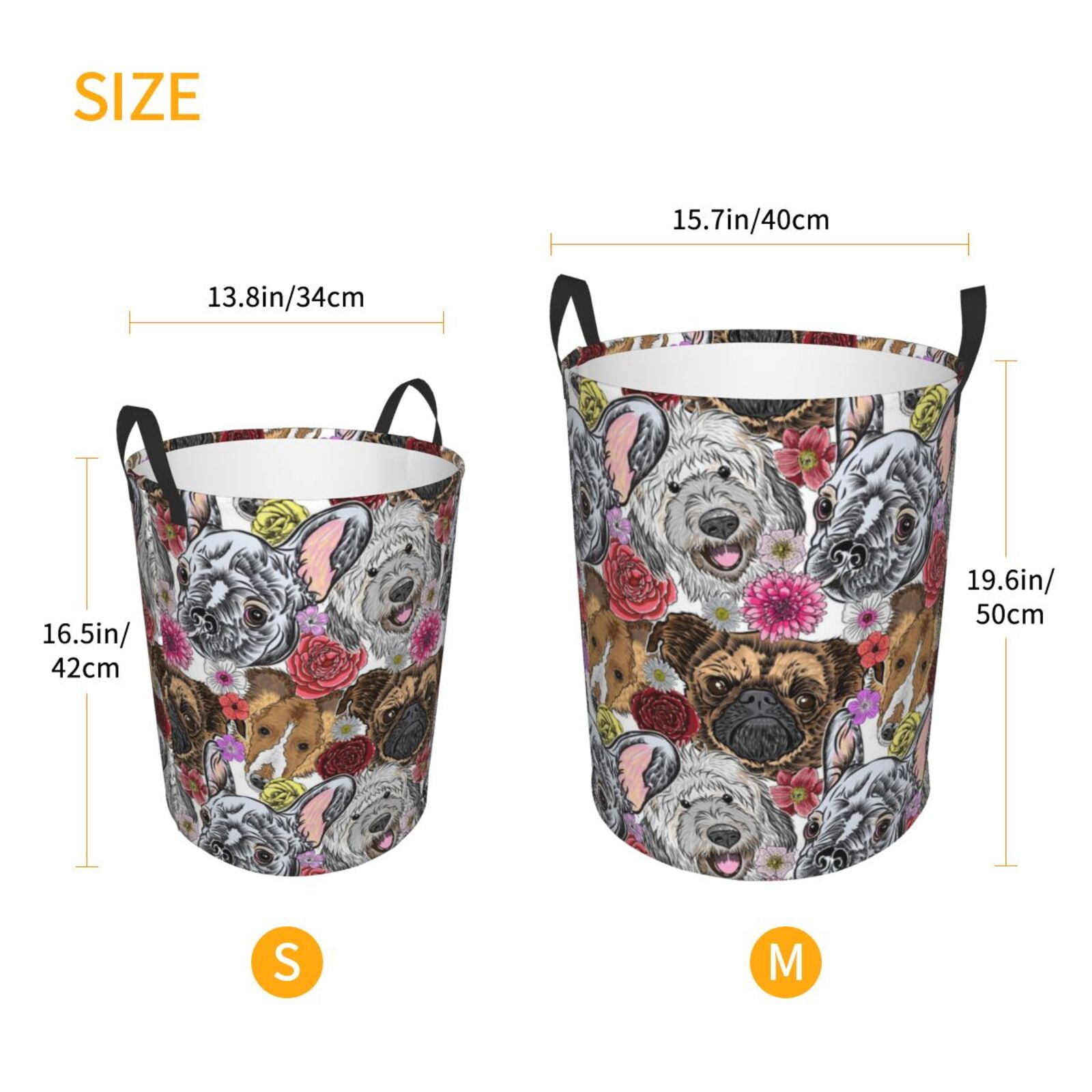 Large Laundry Basket with Handles - Cute Dogs Puppy1 Kids Baby Dirty Clothes Laundry Hamper for Bedroom Aesthetic