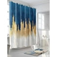 thumbnail image 5 of Blue Gold Waterproof Fabric Shower Curtain, Modern Street Art Splatter Foil Painting Shower Curtain for Bathroom Curtains Bathtubs Hotel Washable Shower Curtains with 12 Hooks Small 36x78in, 5 of 6