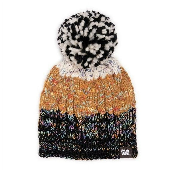 MUK LUKS Women's Colorblock Stripe Cable Beanie