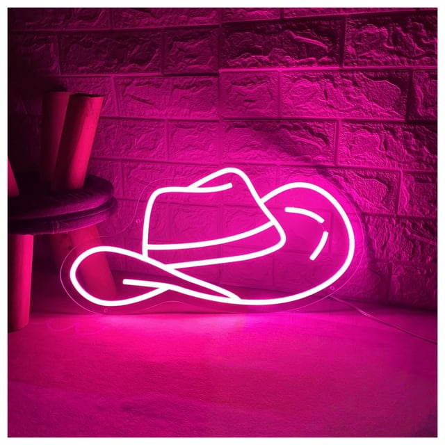 Letrero De Neón Con Forma Sombrero Vaquero Para Dormitorio, Estilo Del Oeste, Decoración Pared Para El Hogar, Bar, Luz LED, Cumpleaños 40x21cm