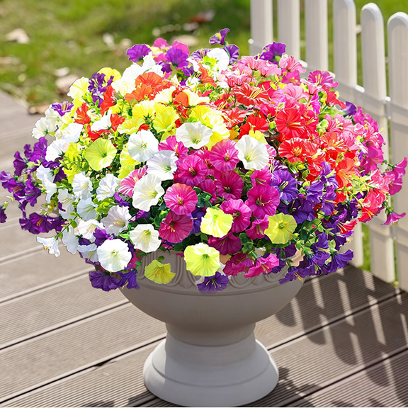 Scidweet Artificial Flowers for Outdoors, 12 Bundles Fake Silk Morning Glory Flowers Faux Plants Spring Summer for Home Outside Garden Porch Patio Decor