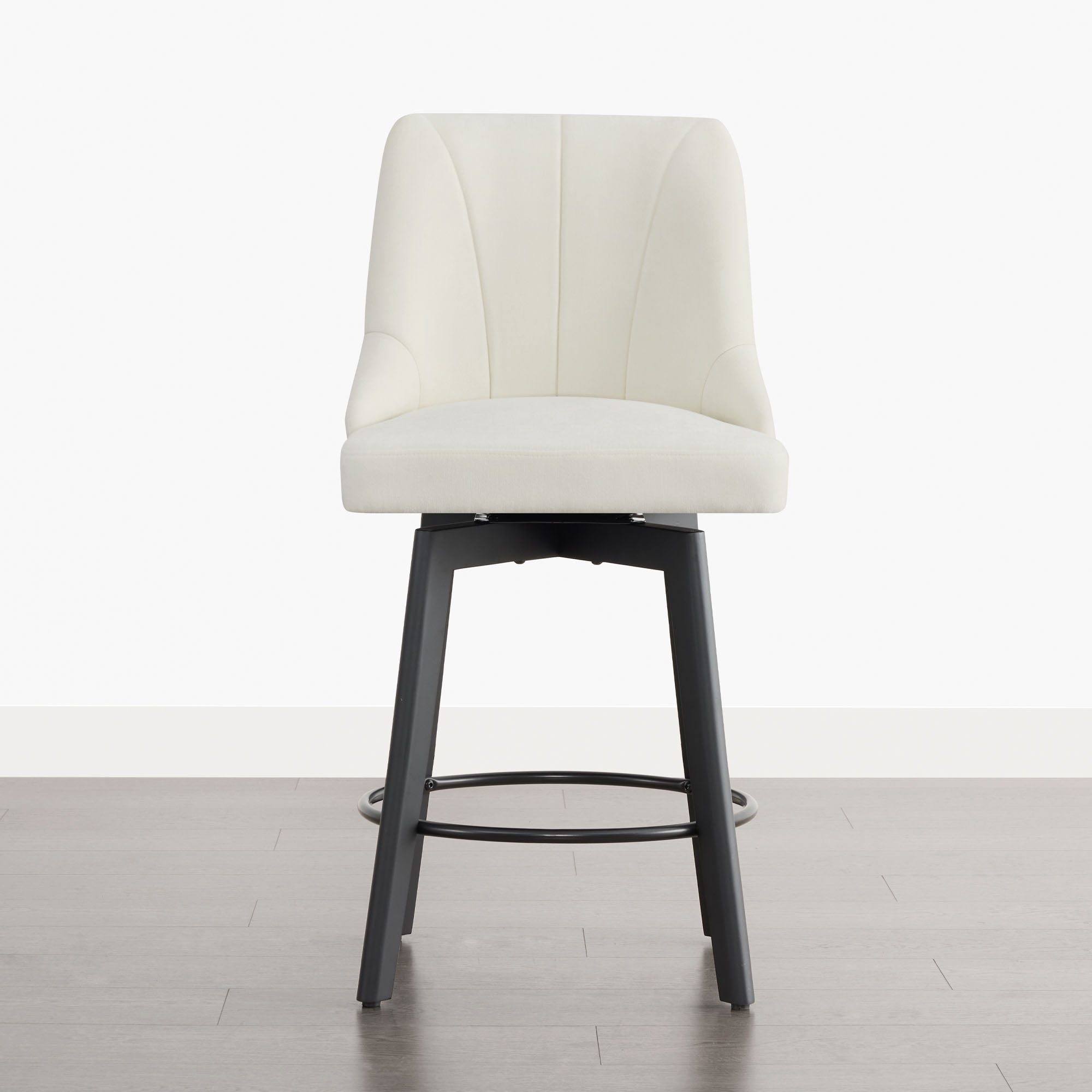 Spruce & Spring Modern Upholstered Swivel Bar Stool with Wide Seat for Kitchen Island or Dining Space Set of 2, Ivory