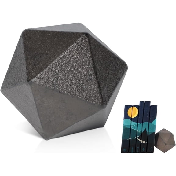 Comfify Cast Iron Paperweight, Polyhedron Geometric Shape, Rust Brown Finish