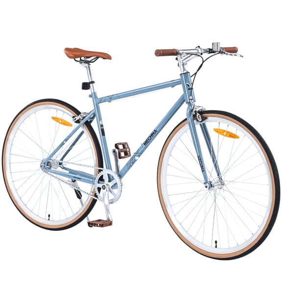 FARONZE 700C Road Bike,Blue-Gray, Single Speed Retro style