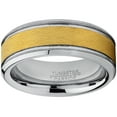 thumbnail image 3 of Tungsten Carbide Men's Goldtone Brushed Textured Center Ring Band, 8 mm Comfort Fit, 3 of 4