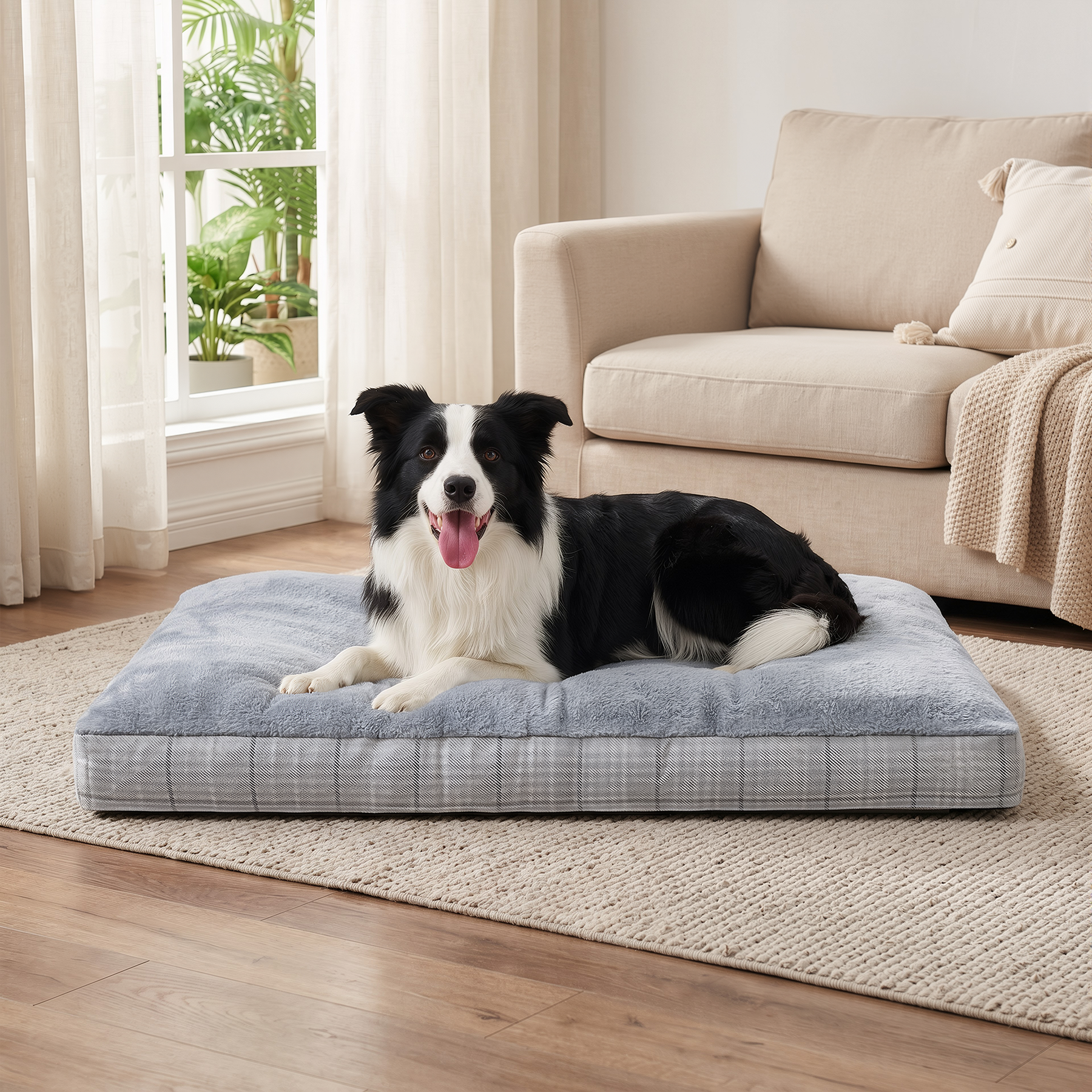 KSIIA Washable Dog Bed for Large Dogs, 35"x23", Gray photo 2