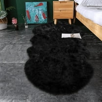 Noahas Modern Solid Print Area Rug, Black, 2.6'x5.2'