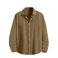 thumbnail image 2 of Mens Top Cotton Linen Long Sleeve Button Down Shirt, 2 of 8