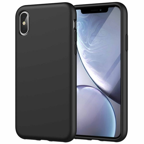 JETech Silicone Case for iPhone X, iPhone Xs, 5.8-Inch, Silky-Soft Touch Full-Body Protective Case, Shockproof Cover with Microfiber Lining (Black)