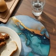 thumbnail image 4 of Round Placemats Abstract Green Teal Marble Style 15 inch Set of 4 Table Mats for Dining Table Modern Art Heat Resistant Non-Slip Kitchen & Home Decorative Place Mat Set, 4 of 8