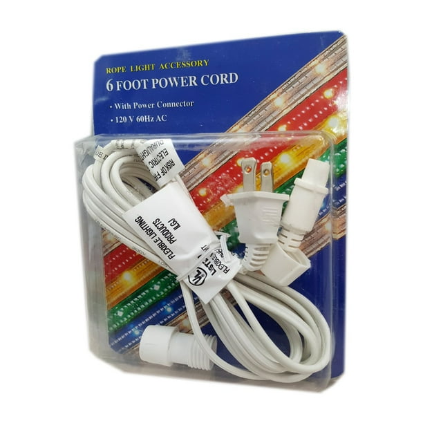 Rope Light 6 Foot Power Cord Connector 2Wire 1/2"