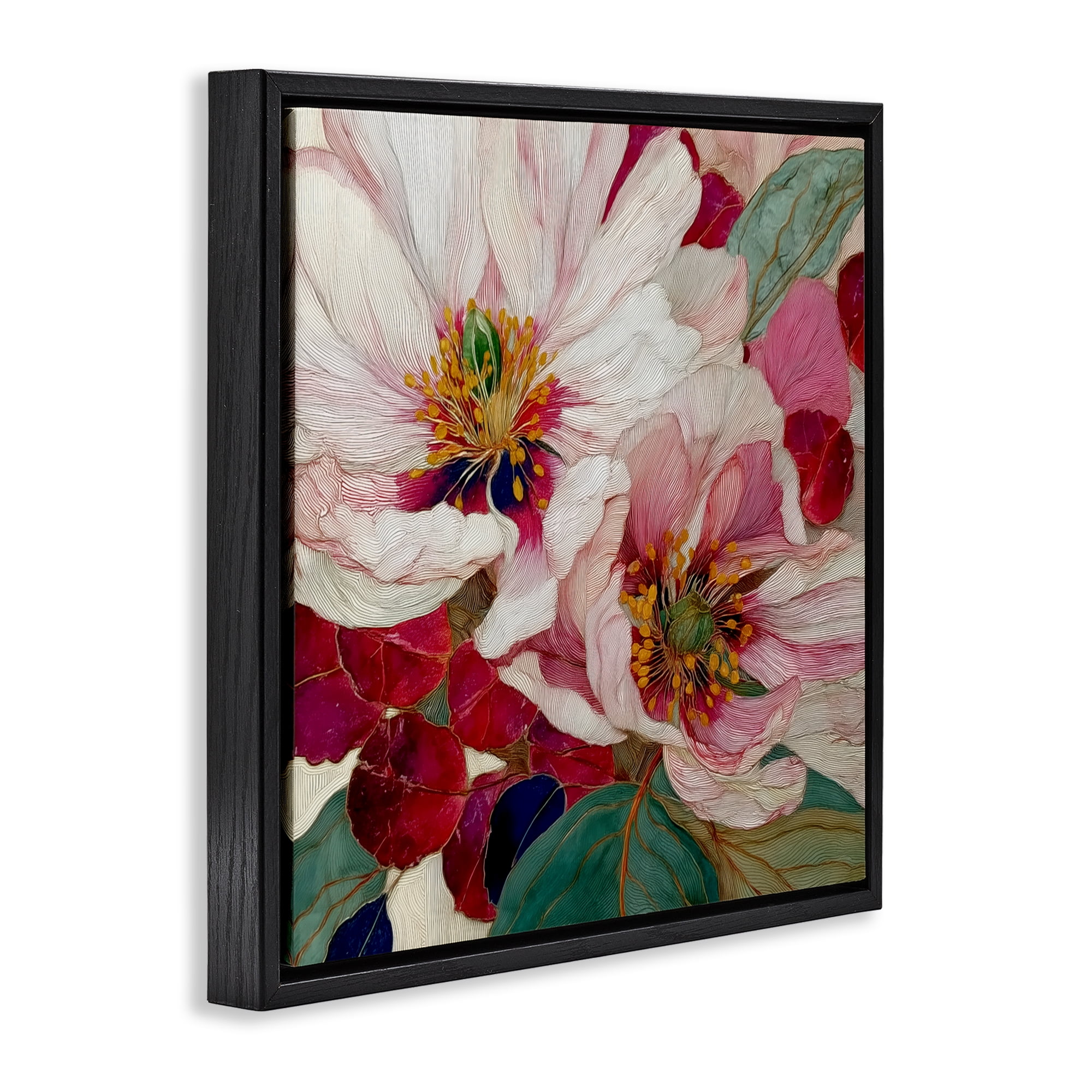 Cimarron Flowers Ornate Details Black Framed Floater Canvas Wall Art, design by Annabelle Hall
